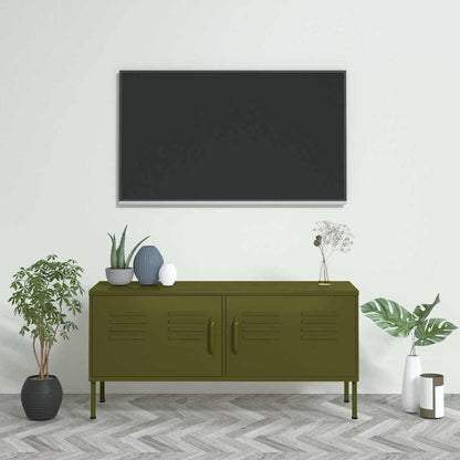336225 vidaXL TV Cabinet Olive Green 105x35x50 cm Steel
