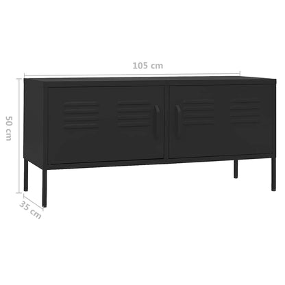 336232 vidaXL TV Cabinet Black 105x35x50 cm Steel