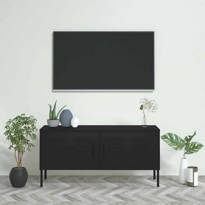 336232 vidaXL TV Cabinet Black 105x35x50 cm Steel