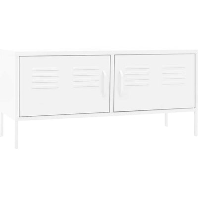 336233 vidaXL TV Cabinet White 105x35x50 cm Steel