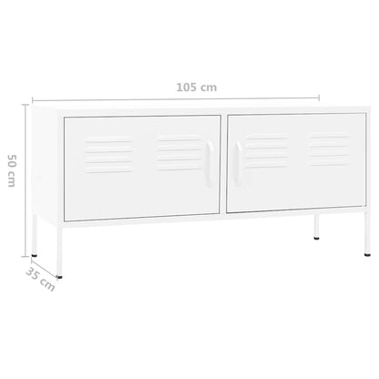 336233 vidaXL TV Cabinet White 105x35x50 cm Steel
