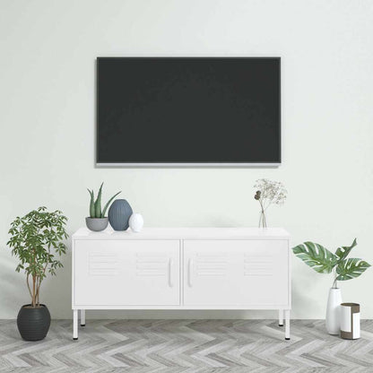336233 vidaXL TV Cabinet White 105x35x50 cm Steel