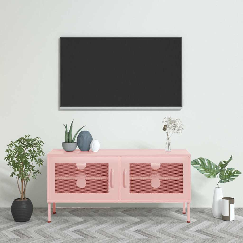 TV Cabinet Pink 105x35x50 cm Steel