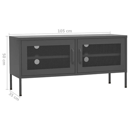 336240 vidaXL TV Cabinet Anthracite 105x35x50 cm Steel