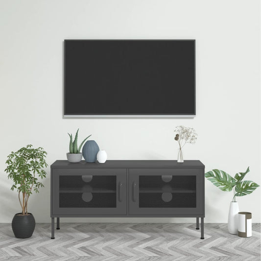 336240 vidaXL TV Cabinet Anthracite 105x35x50 cm Steel