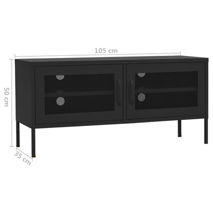 Tv Cabinet | Black | Steel | 105 x 35 x 50 cm |  Levelers  | TV Cabinet