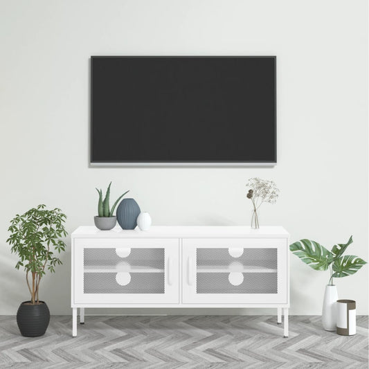TV Cabinet White 105x35x50 cm Steel