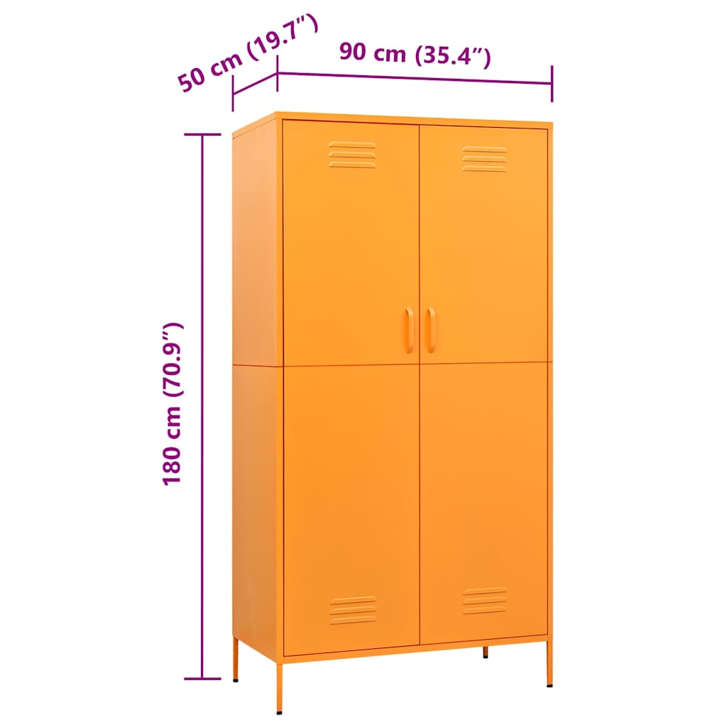 336245 vidaXL Wardrobe Mustard Yellow 90x50x180 cm Steel