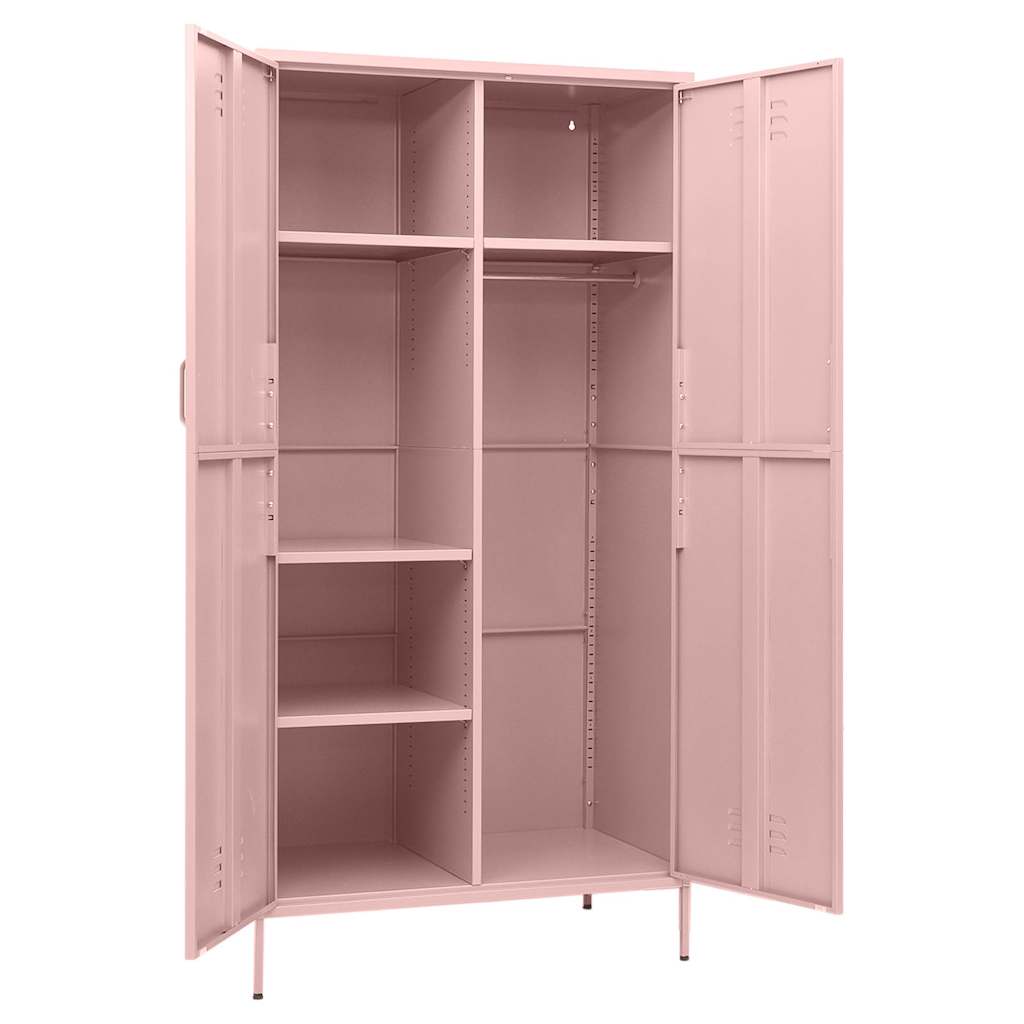 336247 vidaXL Wardrobe Pink 90x50x180 cm Steel