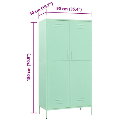 336248 vidaXL Wardrobe Mint 90x50x180 cm Steel