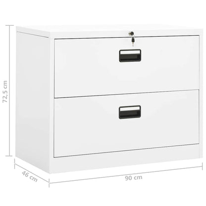 Filing Cabinet White 90x46x72.5 cm Steel