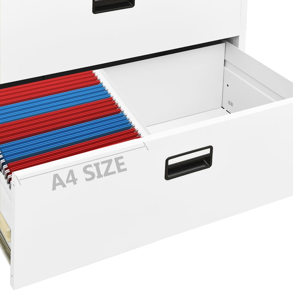 Filing Cabinet White 90x46x72.5 cm Steel