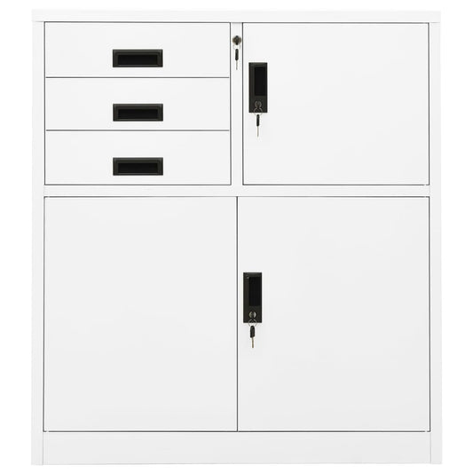 Office Cabinet White 90x40x102 cm Steel