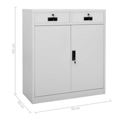 Office Cabinet | Light Grey | Steel | Large | Height-Adjustable Shelves