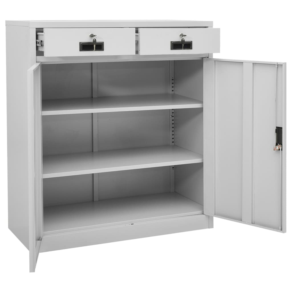 Office Cabinet | Light Grey | Steel | Large | Height-Adjustable Shelves
