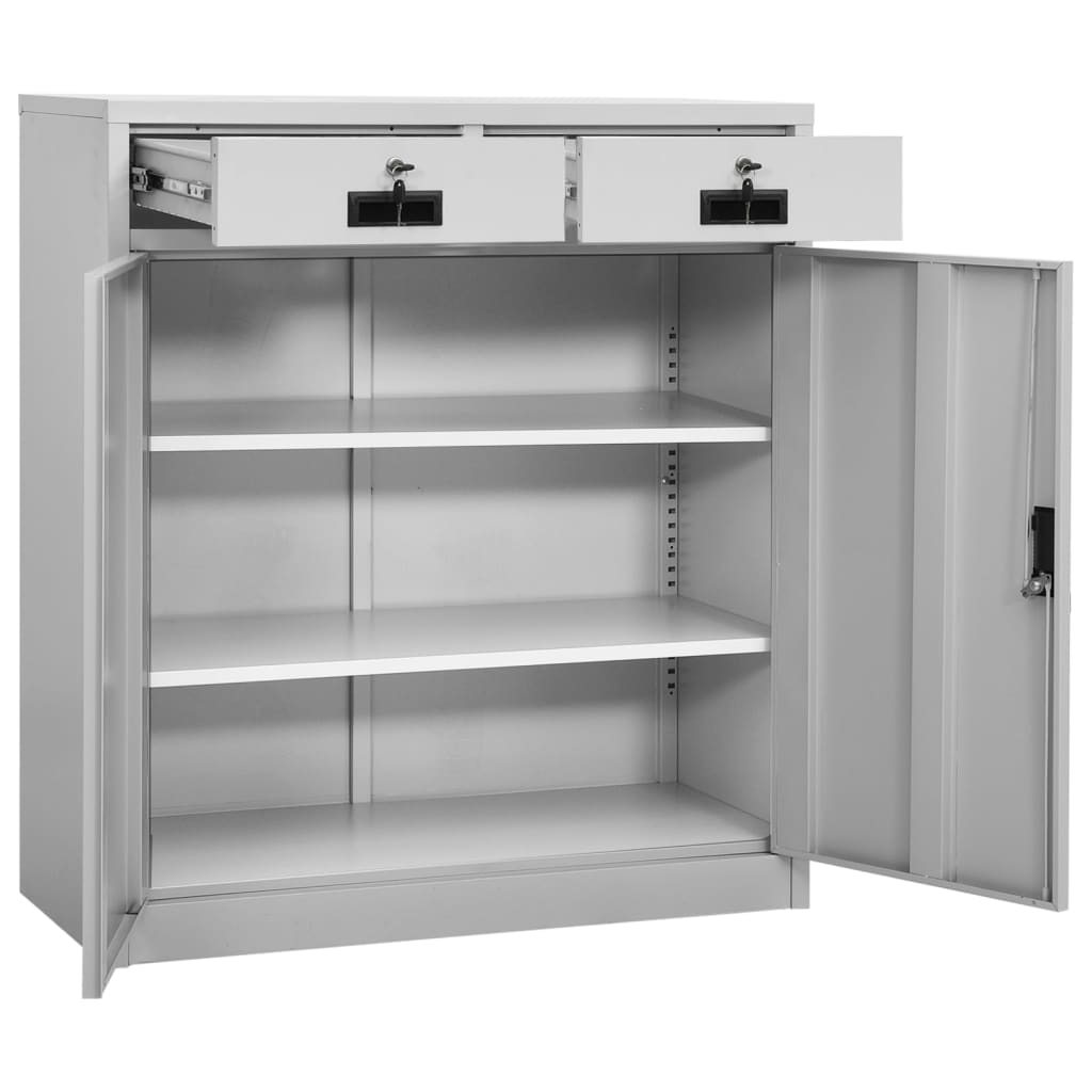 Office Cabinet | Light Grey | Steel | Large | Height-Adjustable Shelves