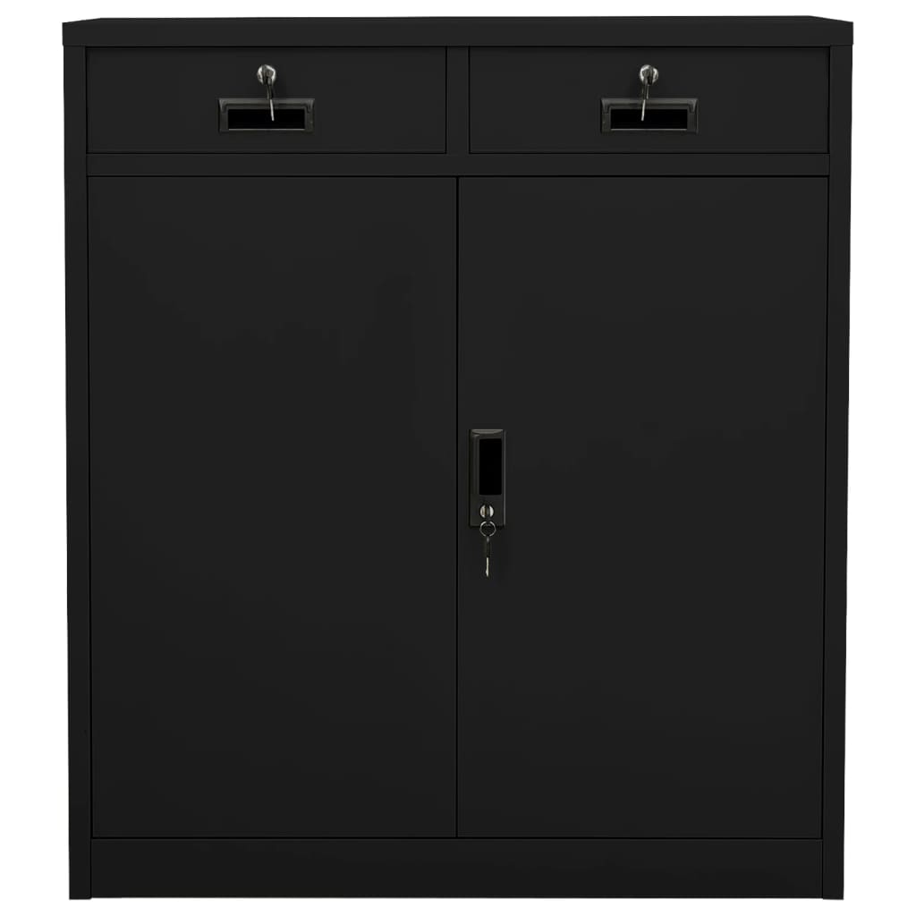 Office Cabinet | Black | Steel | Medium | Height-Adjustable Shelves
