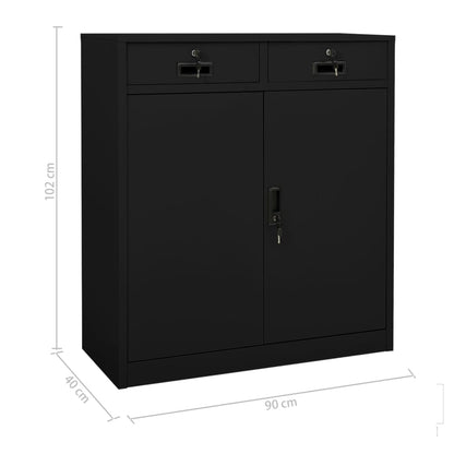 Office Cabinet | Black | Steel | Medium | Height-Adjustable Shelves