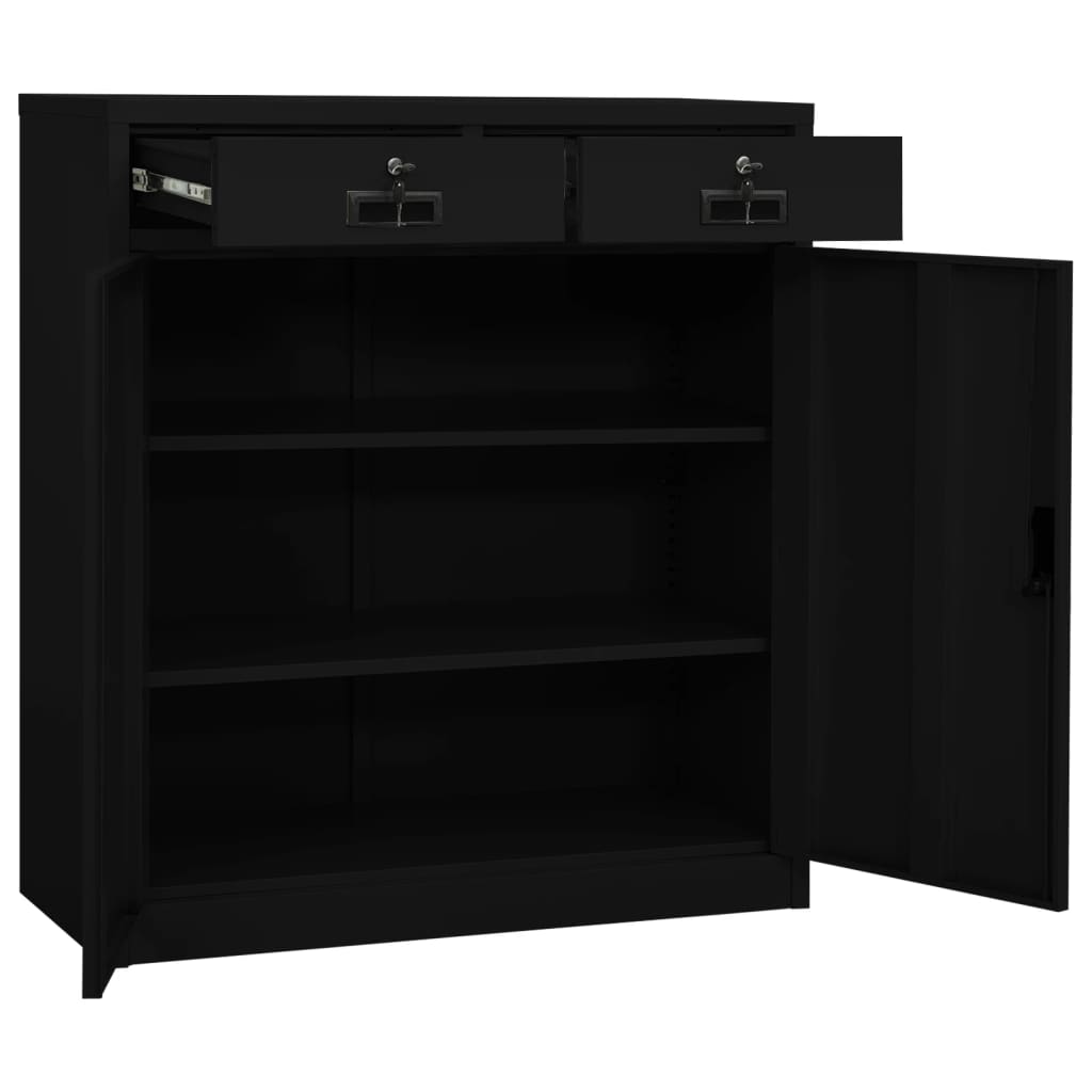 Office Cabinet | Black | Steel | Medium | Height-Adjustable Shelves