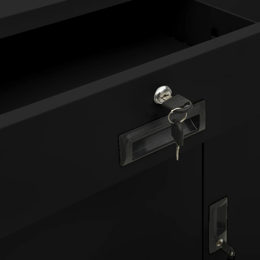 Office Cabinet | Black | Steel | Medium | Height-Adjustable Shelves