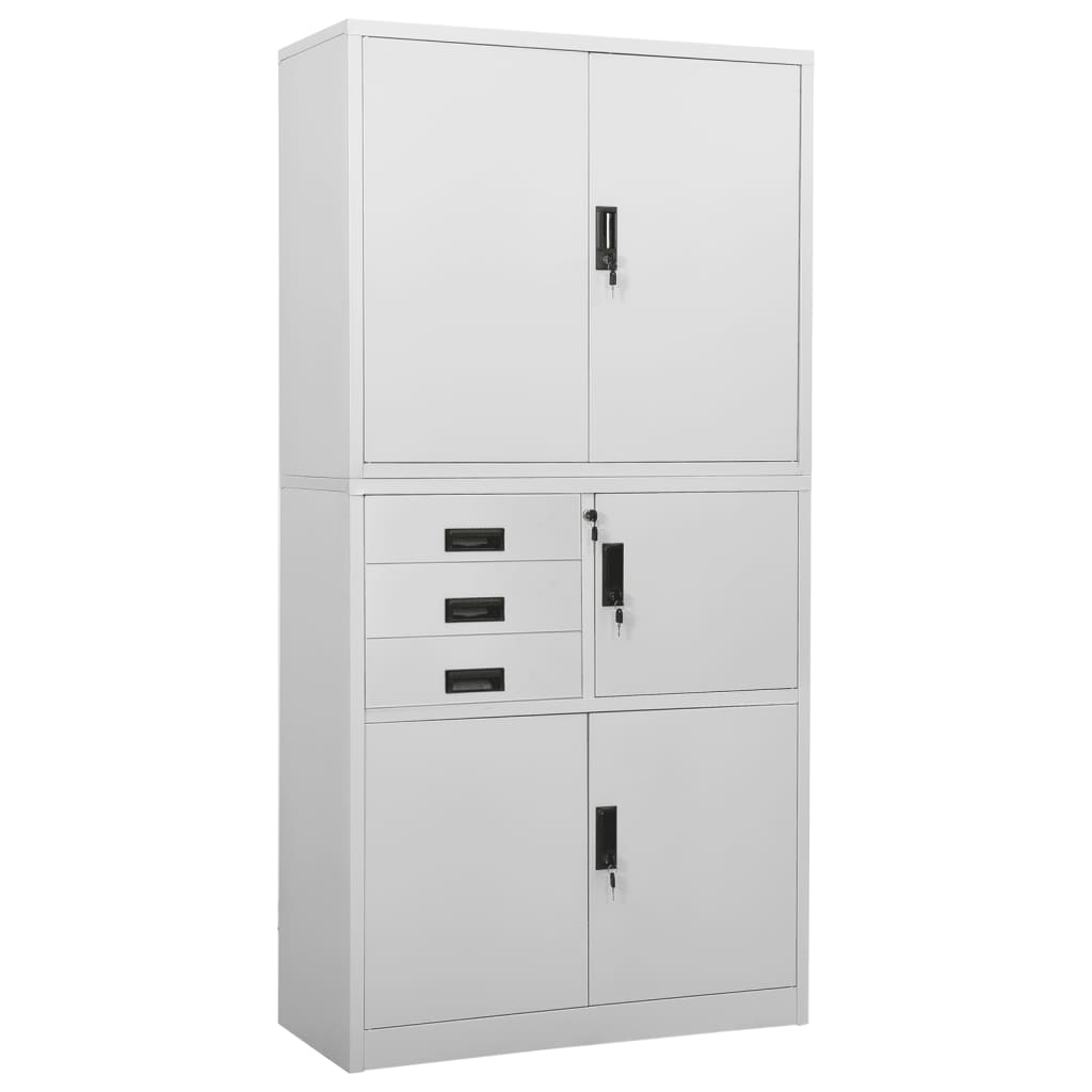 Office Cabinet | Light Grey | Steel | Large | Smooth-Closing