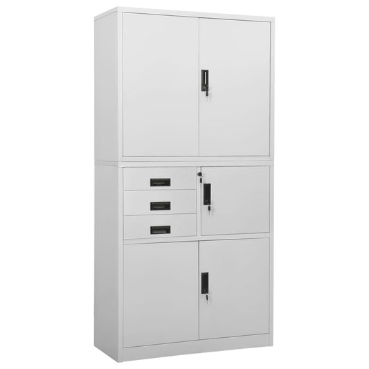 Office Cabinet | Light Grey | Steel | Large | Smooth-Closing