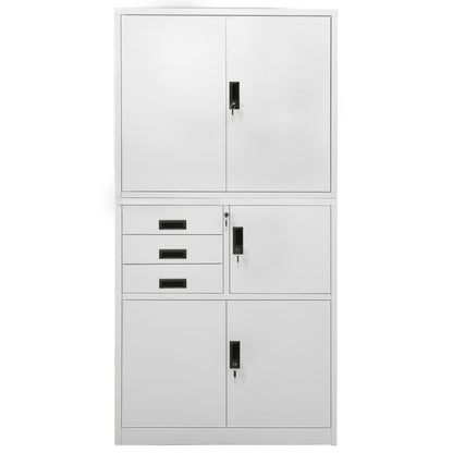 Office Cabinet | Light Grey | Steel | Large | Smooth-Closing
