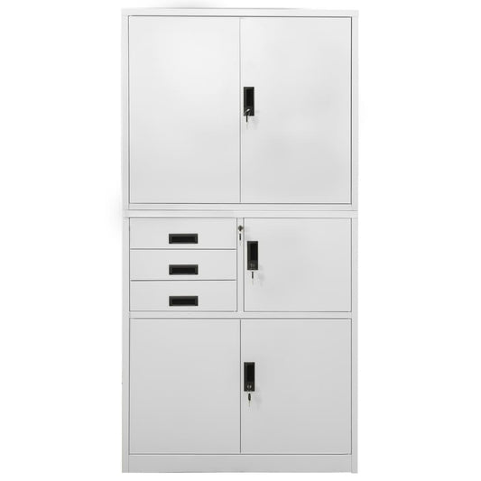 Office Cabinet | Light Grey | Steel | Large | Smooth-Closing
