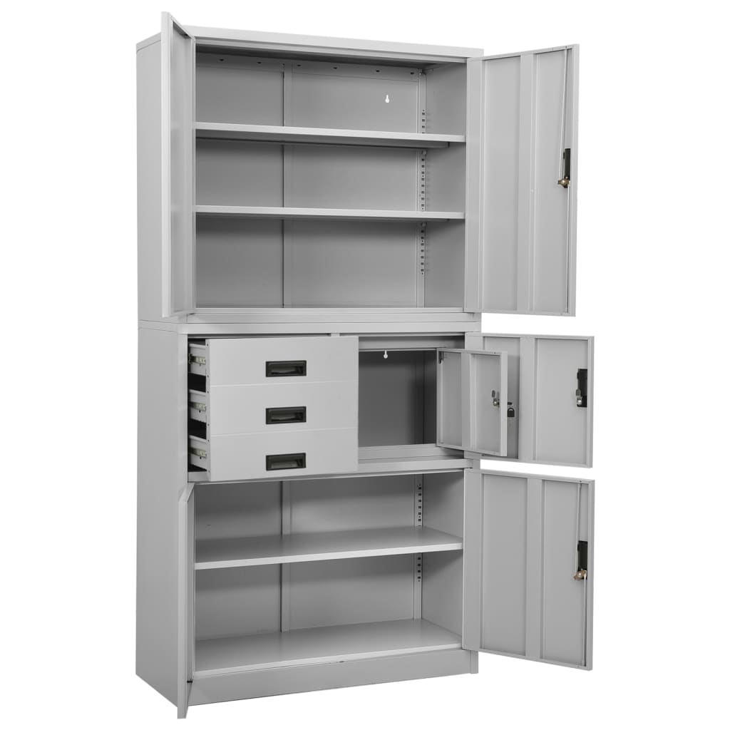 Office Cabinet | Light Grey | Steel | Large | Smooth-Closing