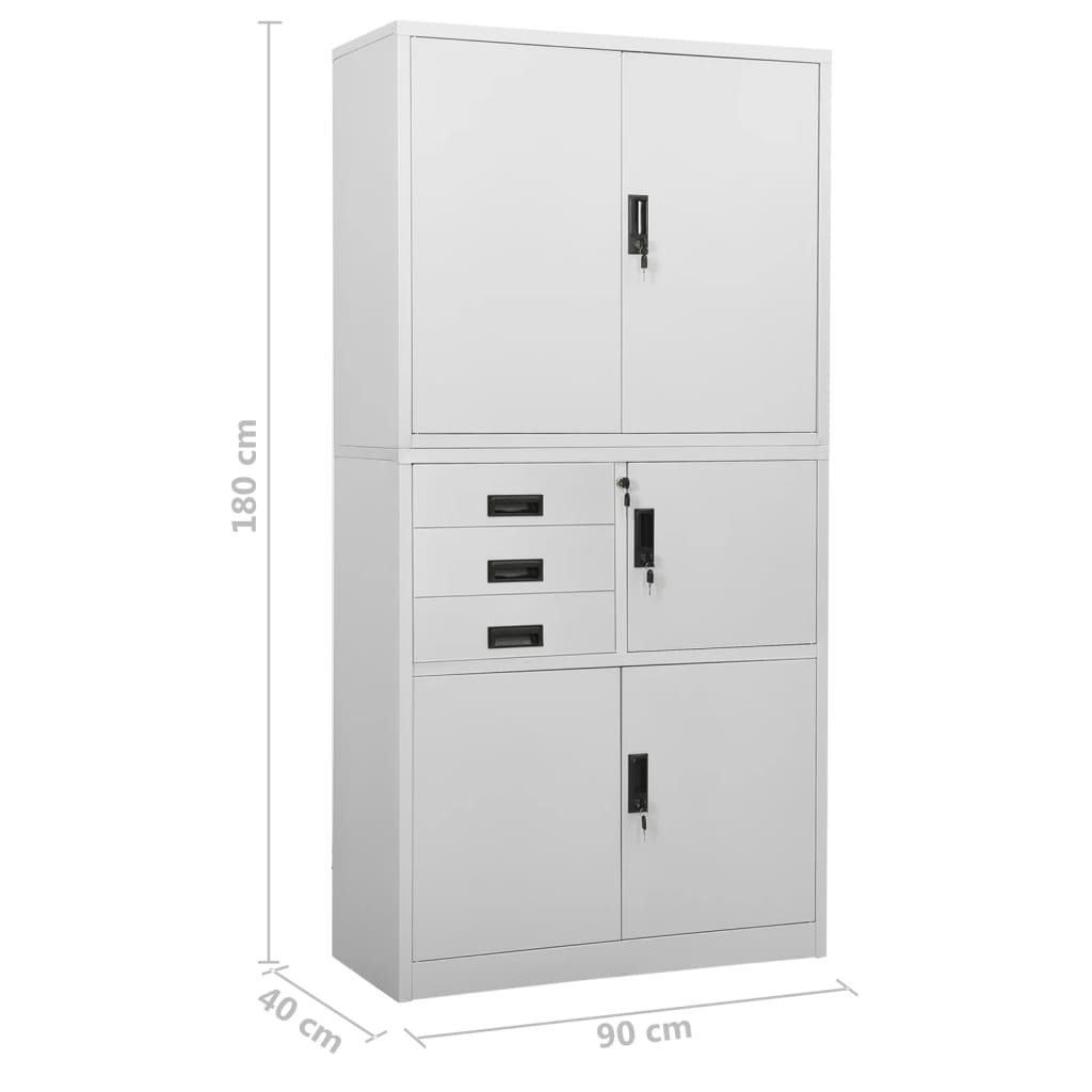 Office Cabinet | Light Grey | Steel | Large | Smooth-Closing