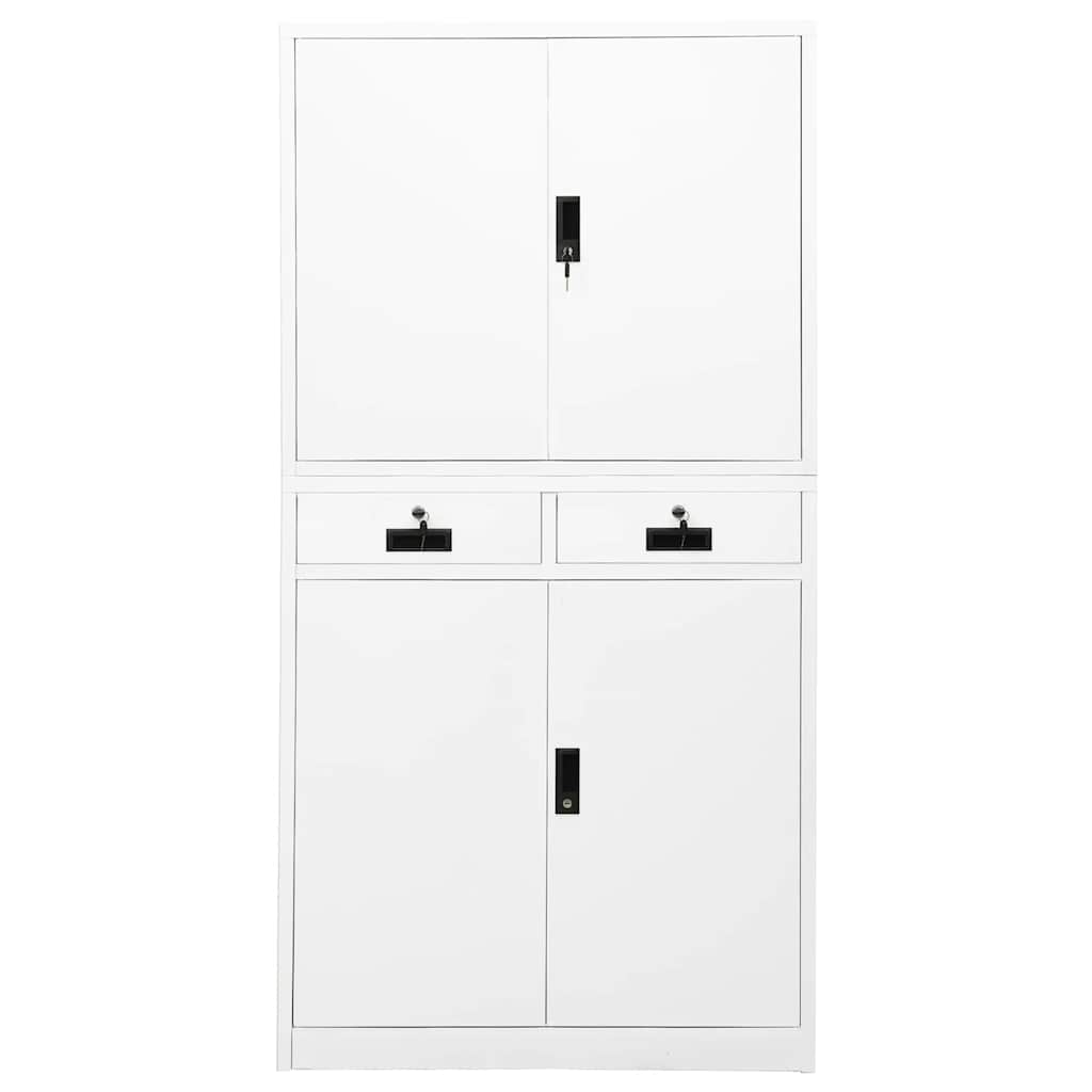Office Cabinet White 90x40x180 cm Steel
