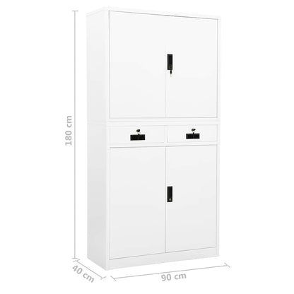 Office Cabinet White 90x40x180 cm Steel