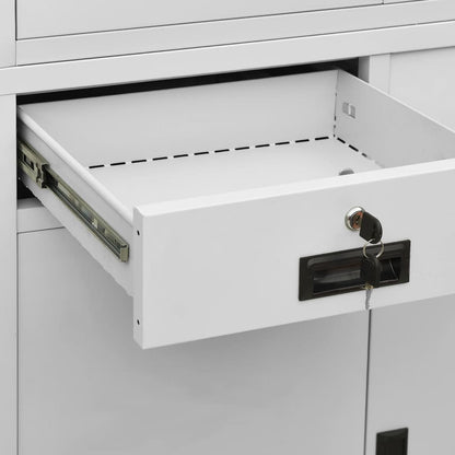 Office Cabinet Light Grey 90x40x180 cm Steel and Tempered Glass