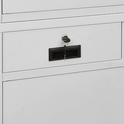 Office Cabinet Light Grey 90x40x180 cm Steel and Tempered Glass