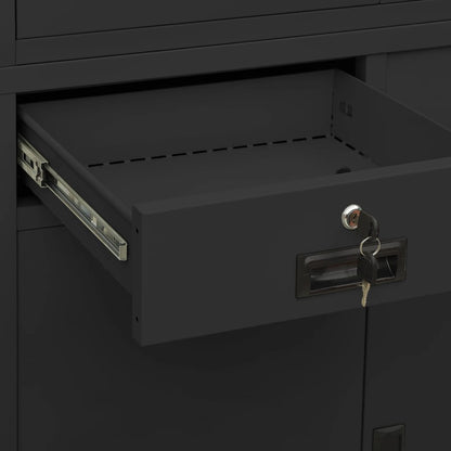 Office Cabinet Anthracite 90x40x180 cm Steel and Tempered Glass