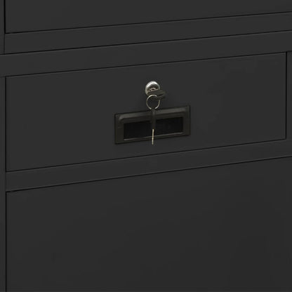 Office Cabinet Anthracite 90x40x180 cm Steel and Tempered Glass