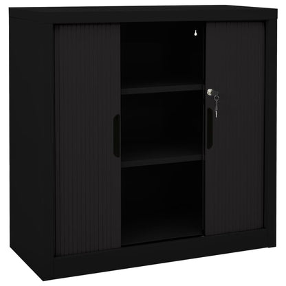 Sliding Door Cabinet | Black | Steel | Compact | Adjustable Shelves