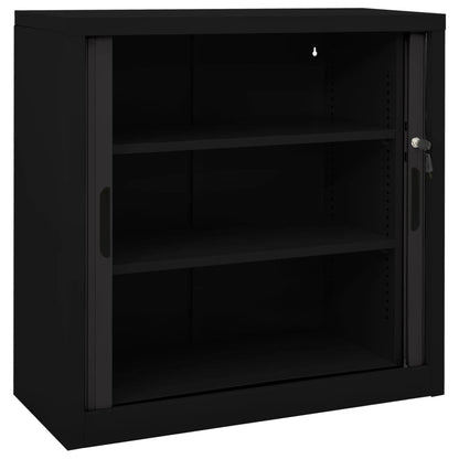 Sliding Door Cabinet | Black | Steel | Compact | Adjustable Shelves