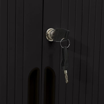 Sliding Door Cabinet | Black | Steel | Compact | Adjustable Shelves