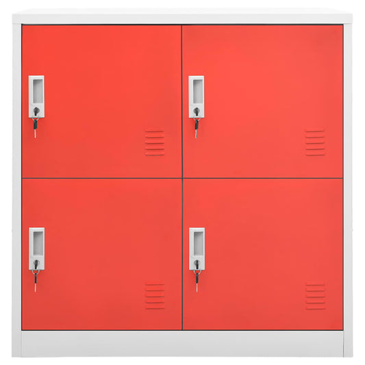 336434 vidaXL Locker Cabinet Light Grey and Red 90x45x92,5 cm Steel