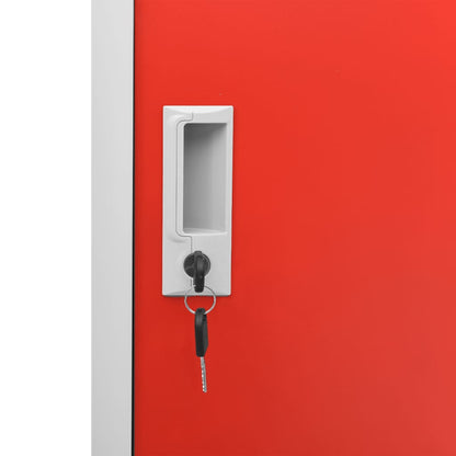 Locker Cabinet Light Grey and Red 90x45x92.5 cm Steel