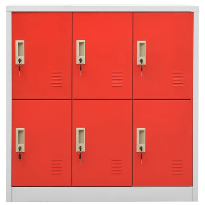 Locker Cabinet Light Grey and Red 90x45x92.5 cm Steel