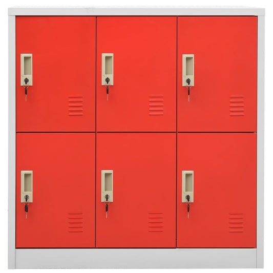 336438 vidaXL Locker Cabinet Light Grey and Red 90x45x92,5 cm Steel