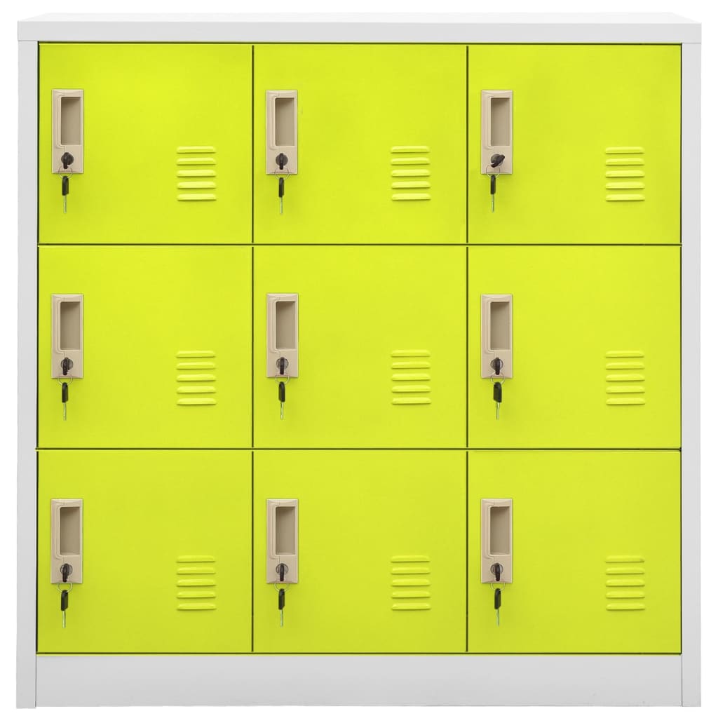 Locker Cabinet Light Grey and Green 90x45x92.5 cm Steel