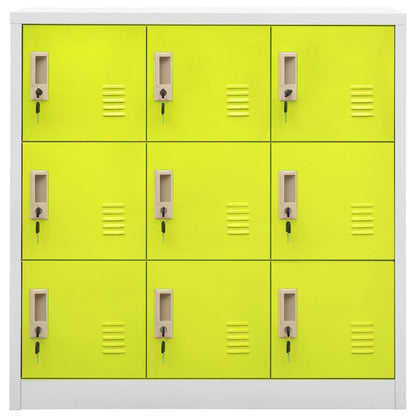 Locker Cabinet Light Grey and Green 90x45x92.5 cm Steel