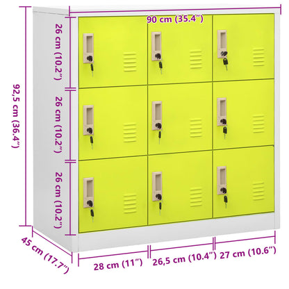 Locker Cabinet Light Grey and Green 90x45x92.5 cm Steel