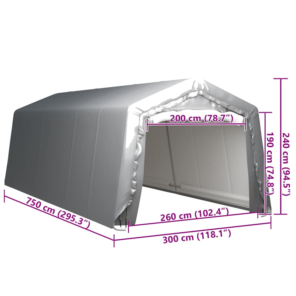 Storage Tent 300x750 cm Steel Grey