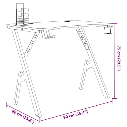 Gaming Desk with Y Shape Legs Black 90x60x75 cm