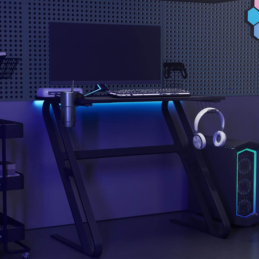 Gaming Desk with ZZ Shape Legs Black 90x60x75 cm