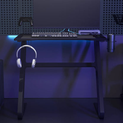 Gaming Desk with ZZ Shape Legs Black 90x60x75 cm